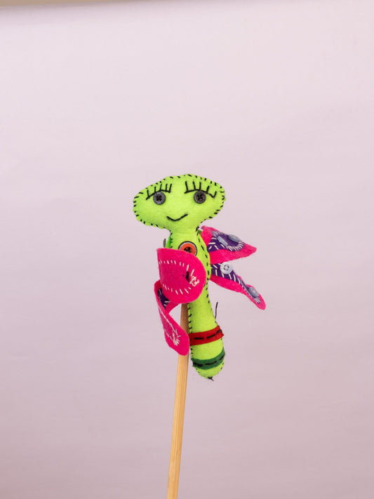 Flutter Embroidered Wool-Felt Butterfly Hanging - Green & Purple by Modus & Mood