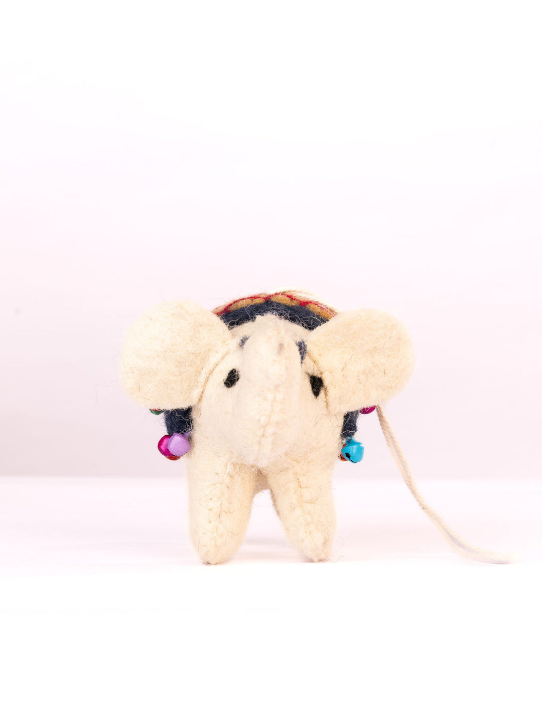 Raja Hathi Embroidered Wool-Felt Elephant Figurine - Black & Coral by Modus & Mood