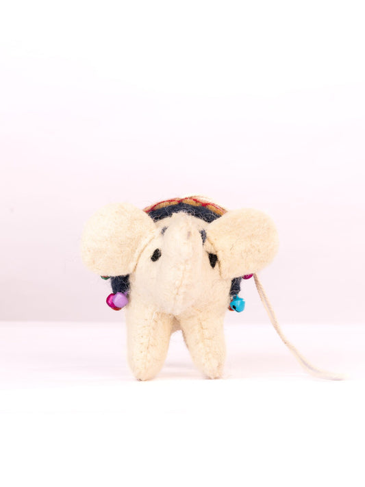 Raja Hathi Embroidered Wool-Felt Elephant Figurine - Black & Coral by Modus & Mood