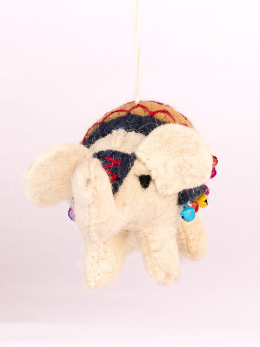 Raja Hathi Embroidered Wool-Felt Elephant Figurine - Black & Coral - view 5 of 5