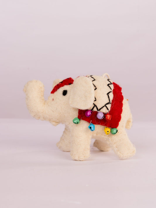 Raja Hathi Embroidered Wool-Felt Elephant Figurine - Red by Modus & Mood