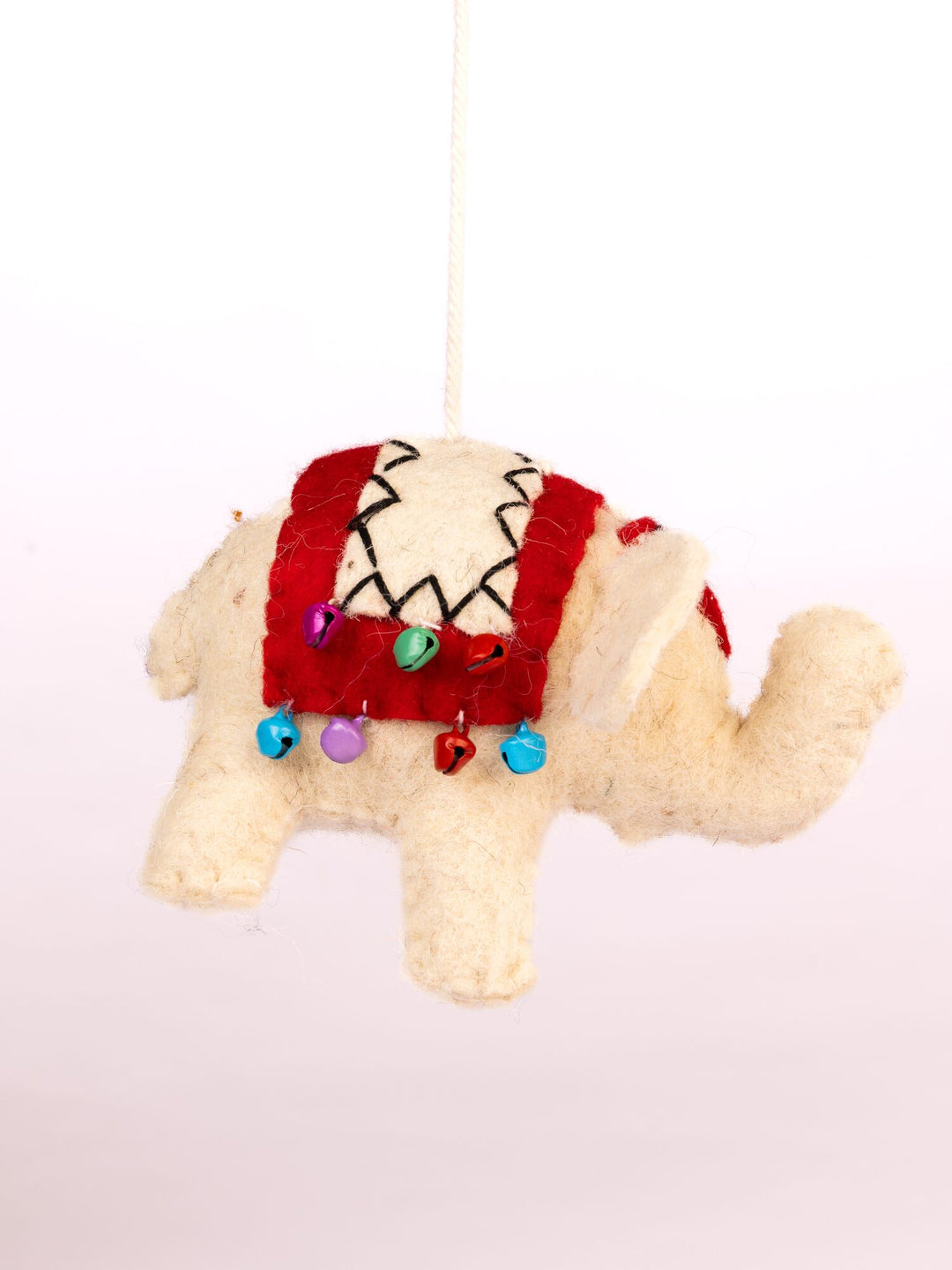 Raja Hathi Embroidered Wool-Felt Elephant Figurine - Red - view 3 of 4