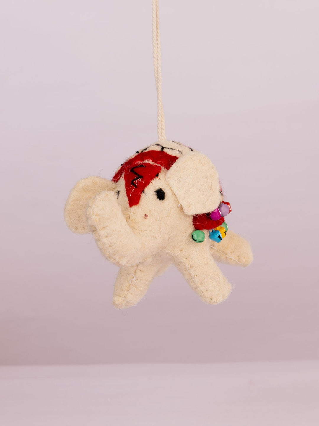 Raja Hathi Embroidered Wool-Felt Elephant Figurine - Red - view 4 of 4