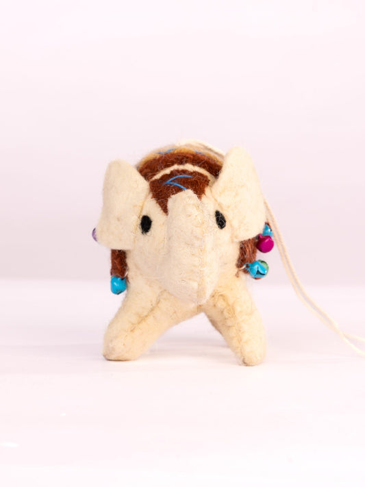 Raja Hathi Embroidered Wool-Felt Elephant Figurine - Rust by Modus & Mood
