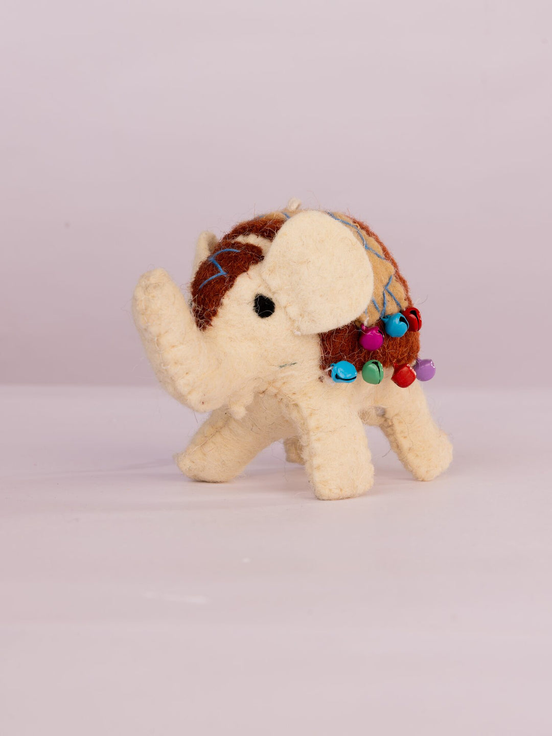 Raja Hathi Embroidered Wool-Felt Elephant Figurine - Rust - view 2 of 4