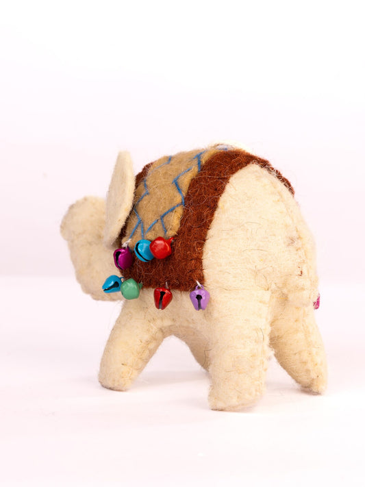 Raja Hathi Embroidered Wool-Felt Elephant Figurine - Rust - view 3 of 4