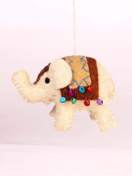 Raja Hathi Embroidered Wool-Felt Elephant Figurine - Rust - view 4 of 4