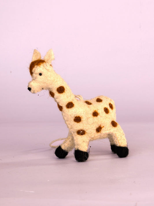 Spotted Wool-Felt Giraffe Figurine - view 2 of 3