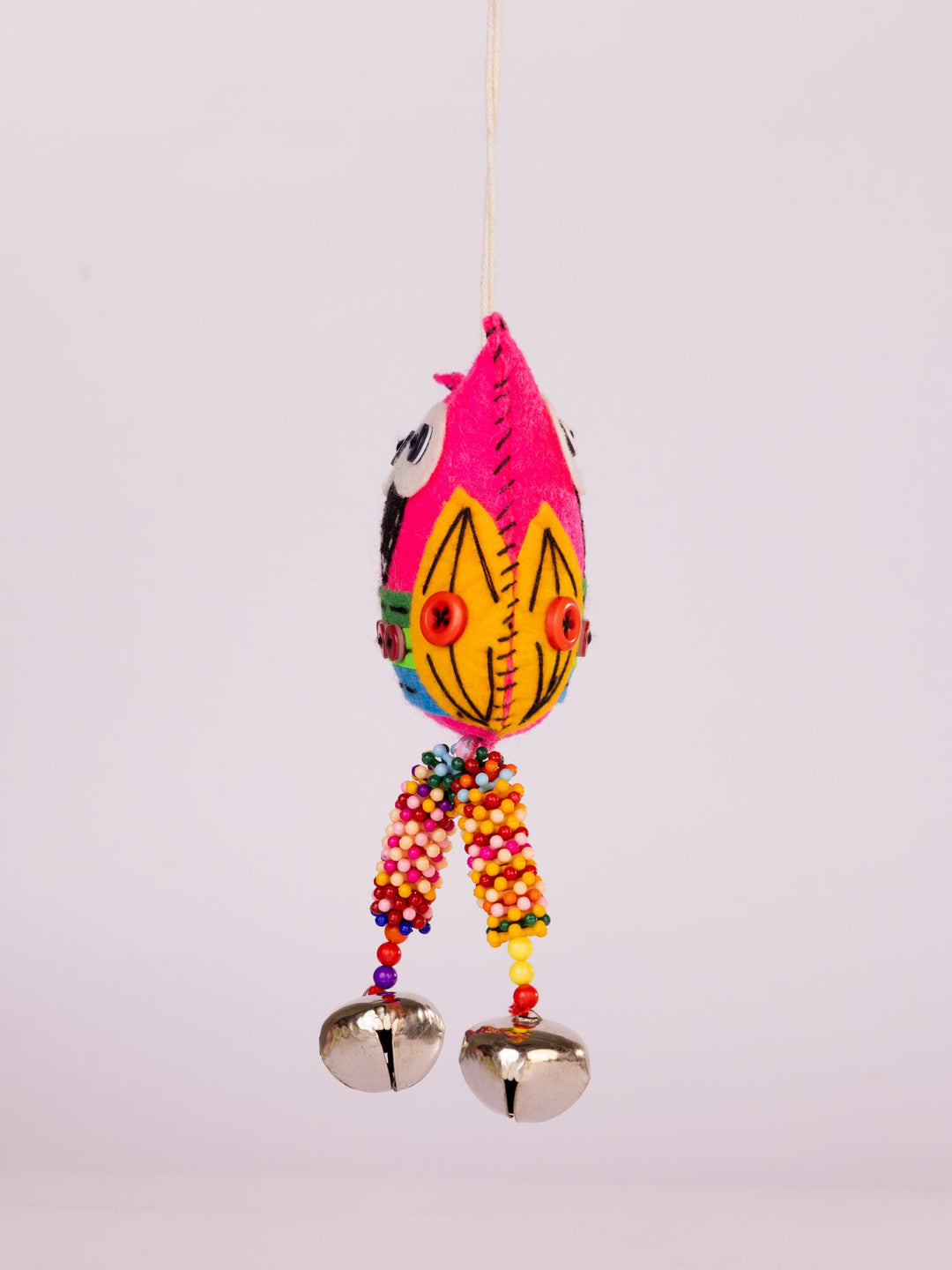 Embroidered Wool-Felt Owl Bell Hanging - Magenta by Modus & Mood