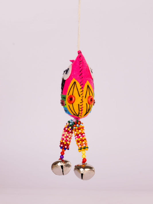 Embroidered Wool-Felt Owl Bell Hanging - Magenta by Modus & Mood