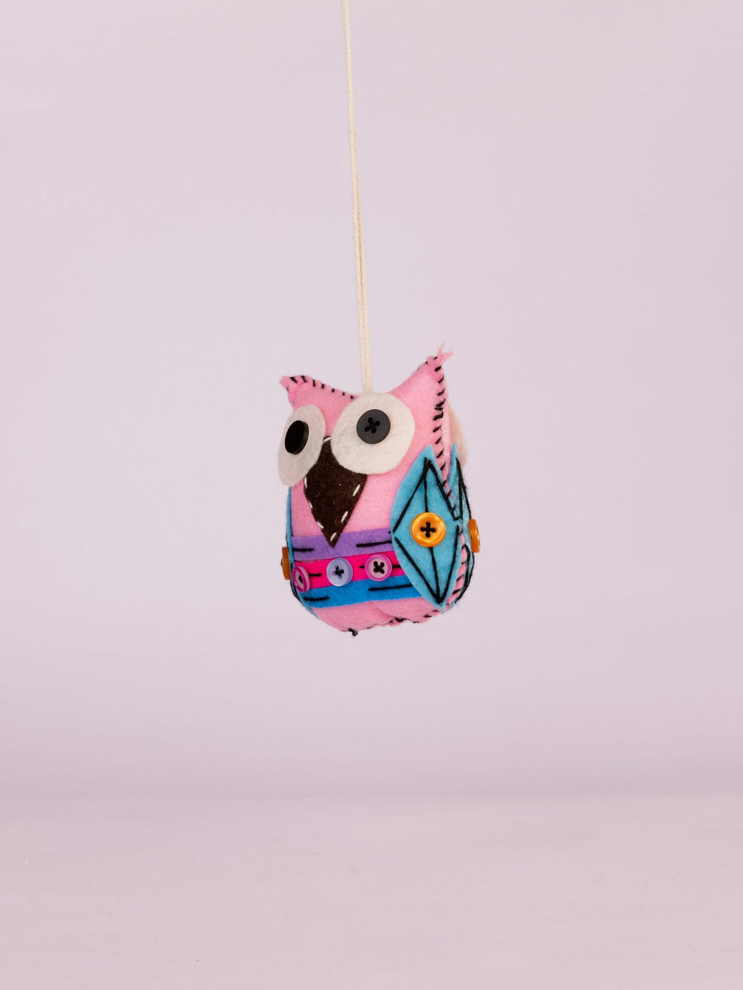 Embroidered Wool-Felt Owl Hanging - Pale Pink by Modus & Mood