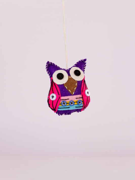 Embroidered Wool-Felt Owl Hanging - Purple by Modus & Mood