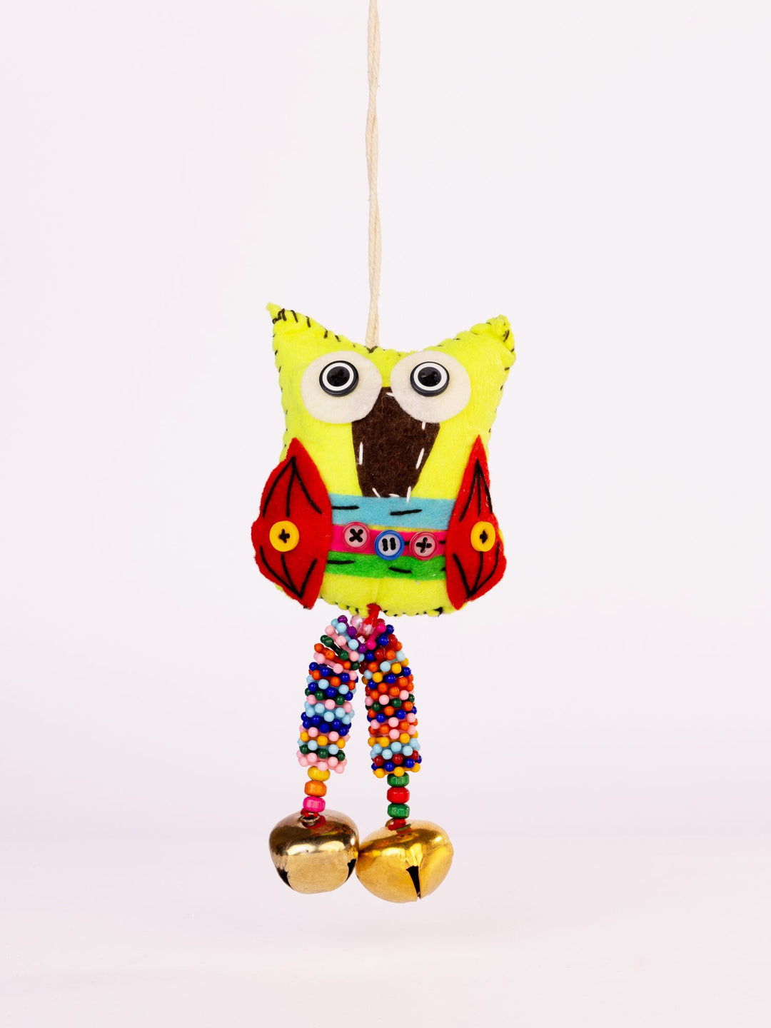 Embroidered Wool-Felt Owl Bell Hanging - Yellow by Modus & Mood