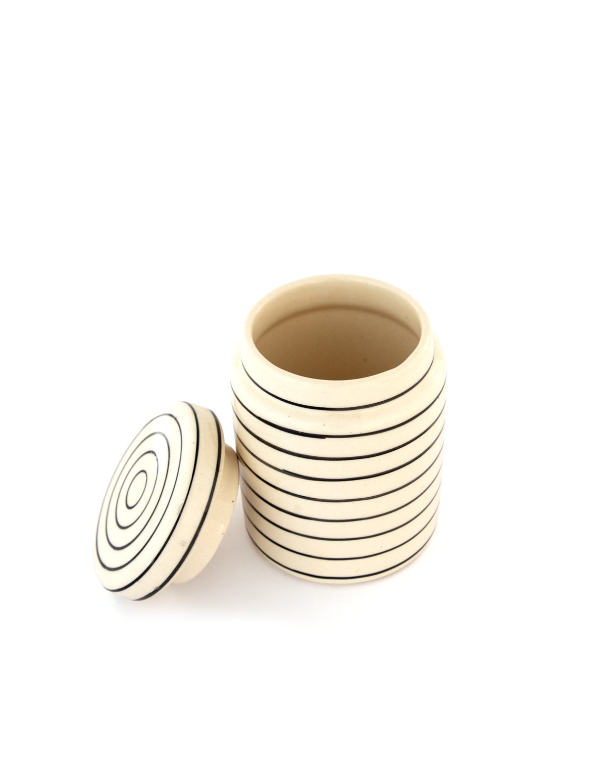 Fine Line Ceramic Storage Jar - Cream - view 2 of 5