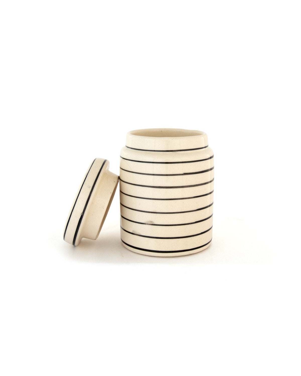 Fine Line Ceramic Storage Jar - Cream - view 4 of 5
