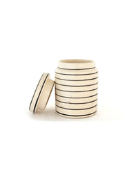 Fine Line Ceramic Storage Jar - Cream - view 4 of 5