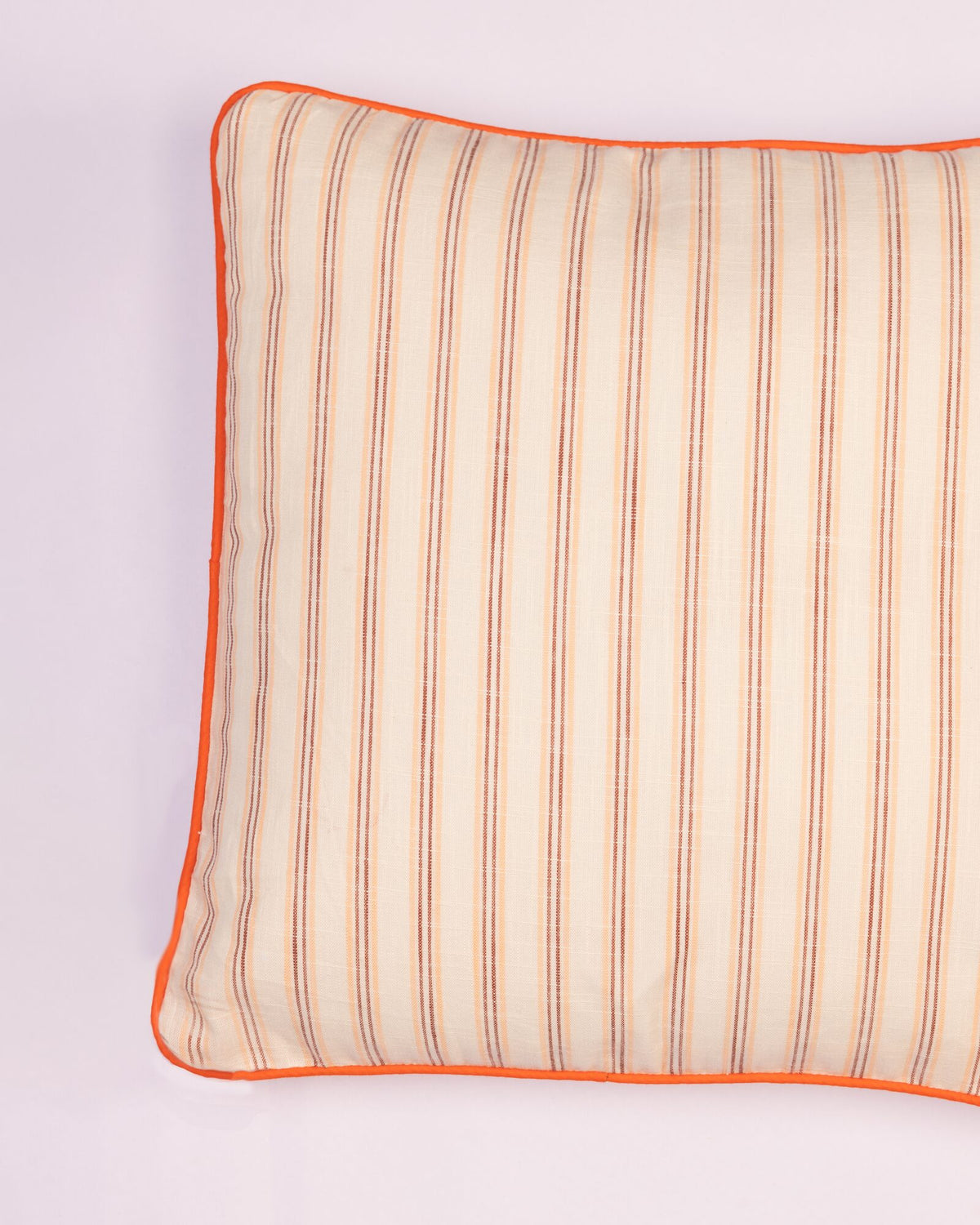 Fine Stripe Cotton Cushion Cover - Peach - view 3 of 4