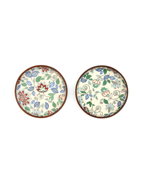 Floral Ceramic Coaster Pair - Blue Meadow
