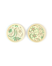 Floral Ceramic Coaster Pair - Sage Green