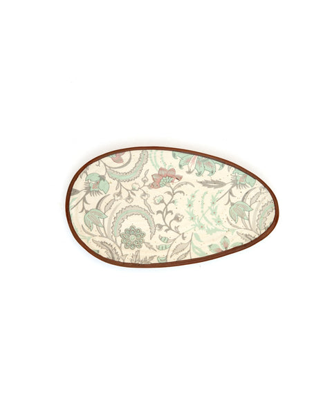 Floral Oval Snacks Plate - Sage Green