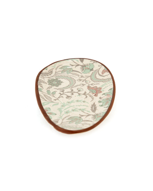 Floral Oval Snacks Plate - Sage Green - view 2 of 3