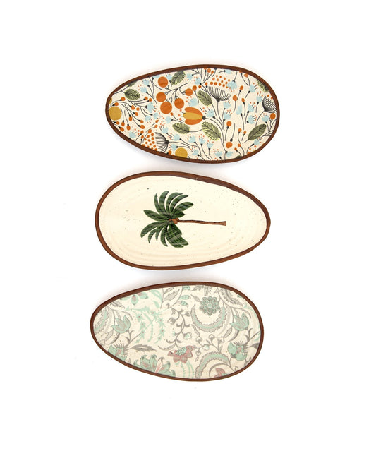 Floral Oval Snacks Plate - Sage Green - view 3 of 3