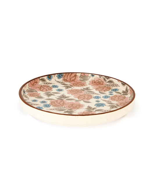 Floral Pattern Ceramic Dinner Plate - Rose - view 3 of 3