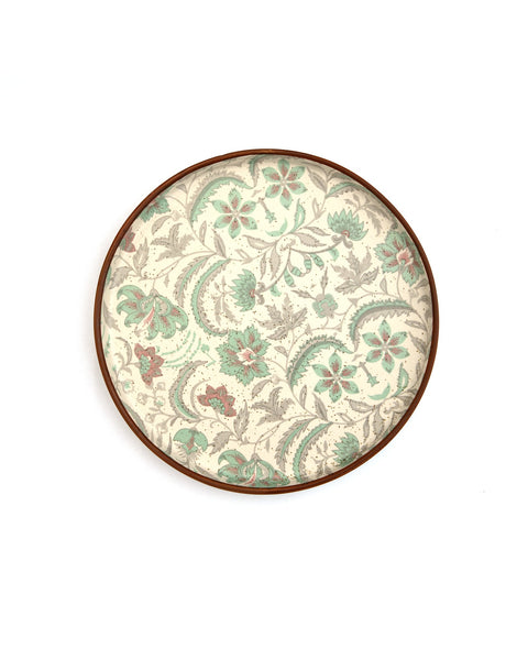 Floral Pattern Ceramic Dinner Plate - Sage Green
