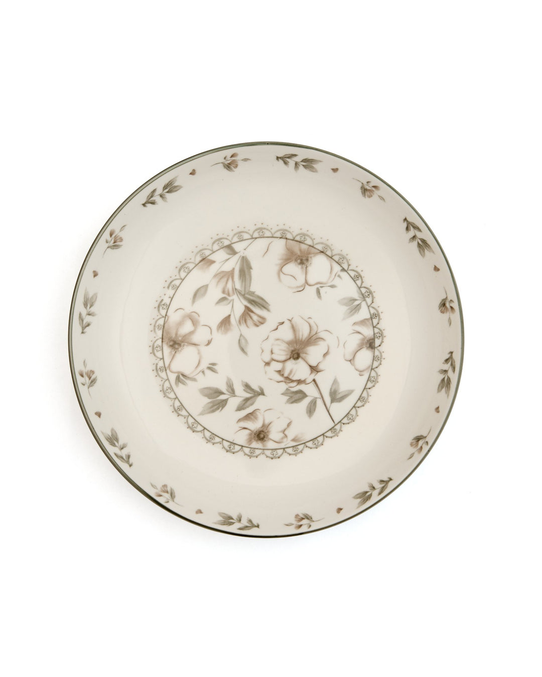 Floral Rim Ceramic Dinner Plate - Sepia, Large - view 2 of 4