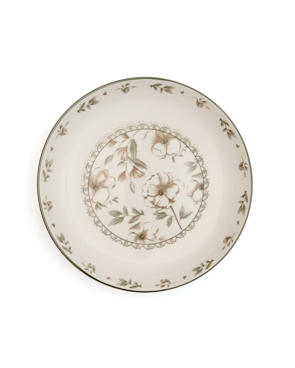 Floral Rim Ceramic Dinner Plate - Sepia, Large - view 2 of 4