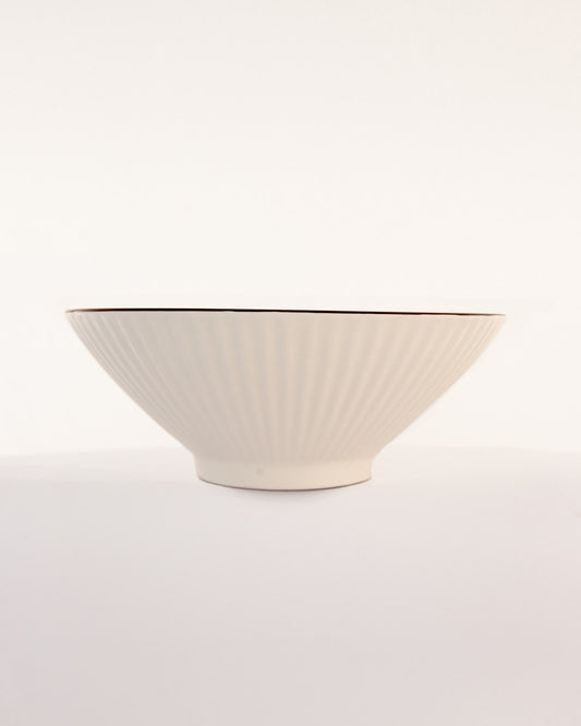 Fluted Ceramic Salad Bowl - Blue Rim - view 4 of 4