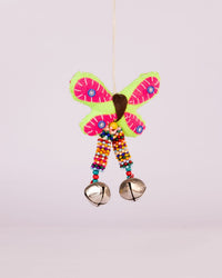 Flutter Embroidered Wool-Felt Butterfly Bell Hanging - Pink by Modus & Mood