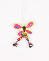 Flutter Embroidered Wool-Felt Butterfly Bell Hanging - Pink - view 4 of 4