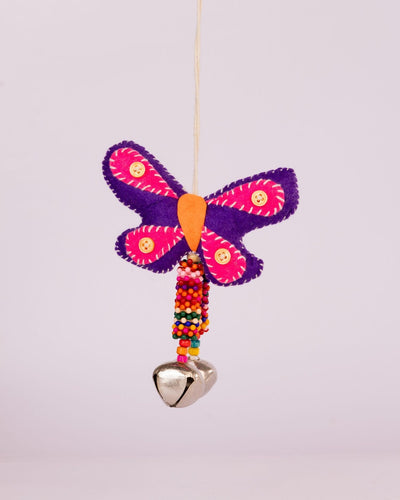 Flutter Embroidered Wool-Felt Butterfly Bell Hanging - Purple by Modus & Mood