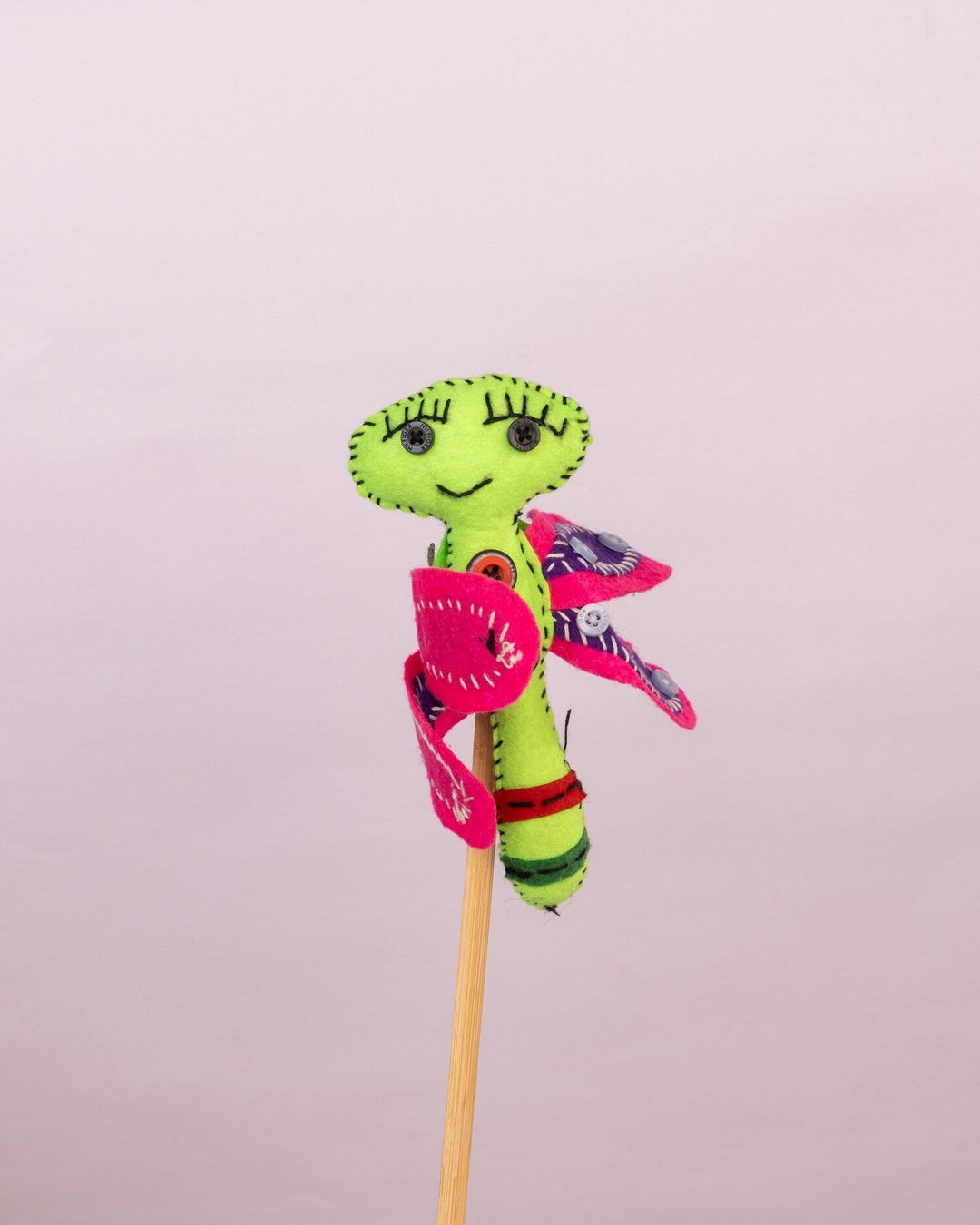 Flutter Embroidered Wool-Felt Butterfly Hanging - Green & Purple - view 2 of 2