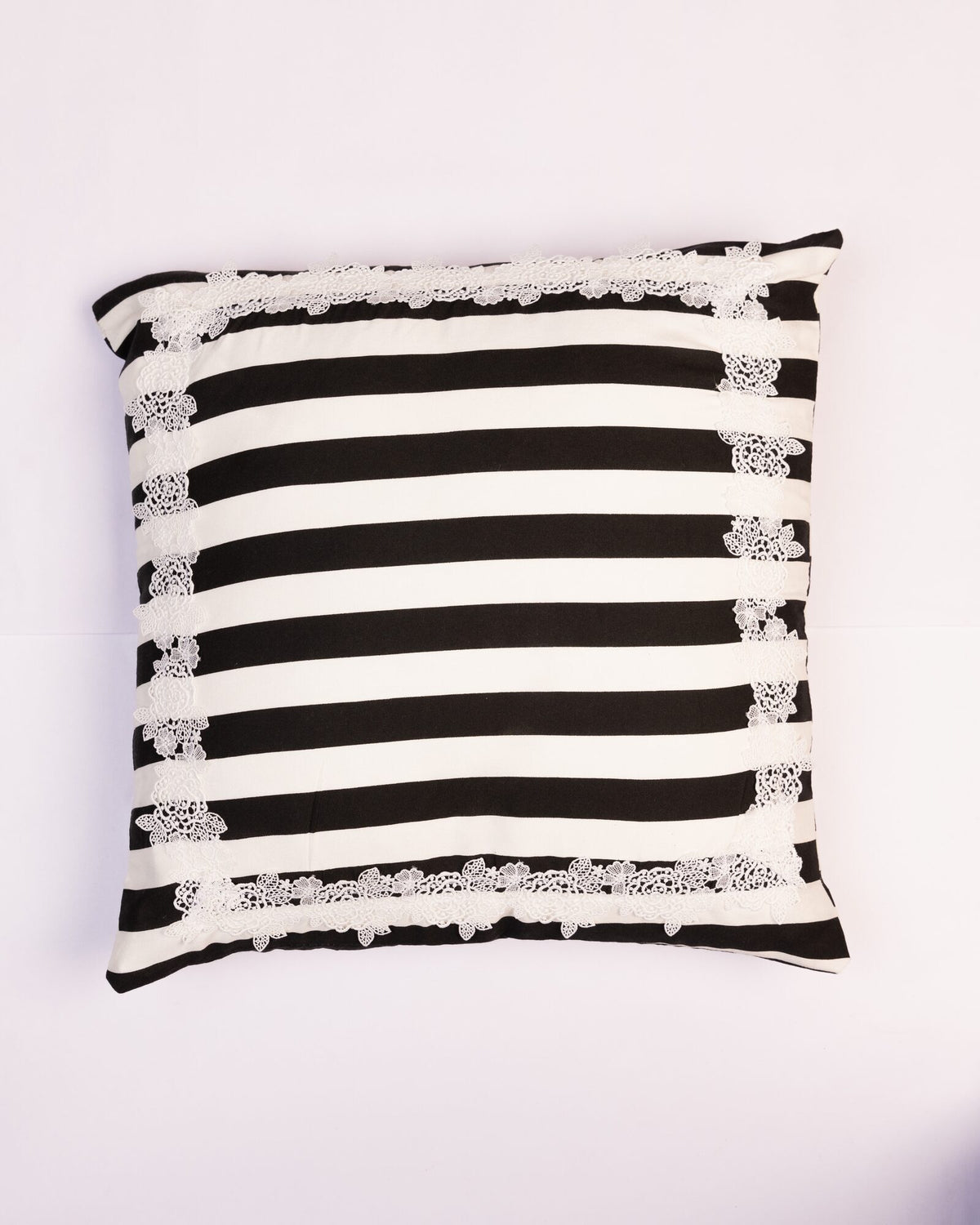 Fringed Stripe Cotton Cushion Cover - Black & White by Modus & Mood