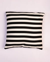 Fringed Stripe Cotton Cushion Cover - Black & White - view 3 of 3