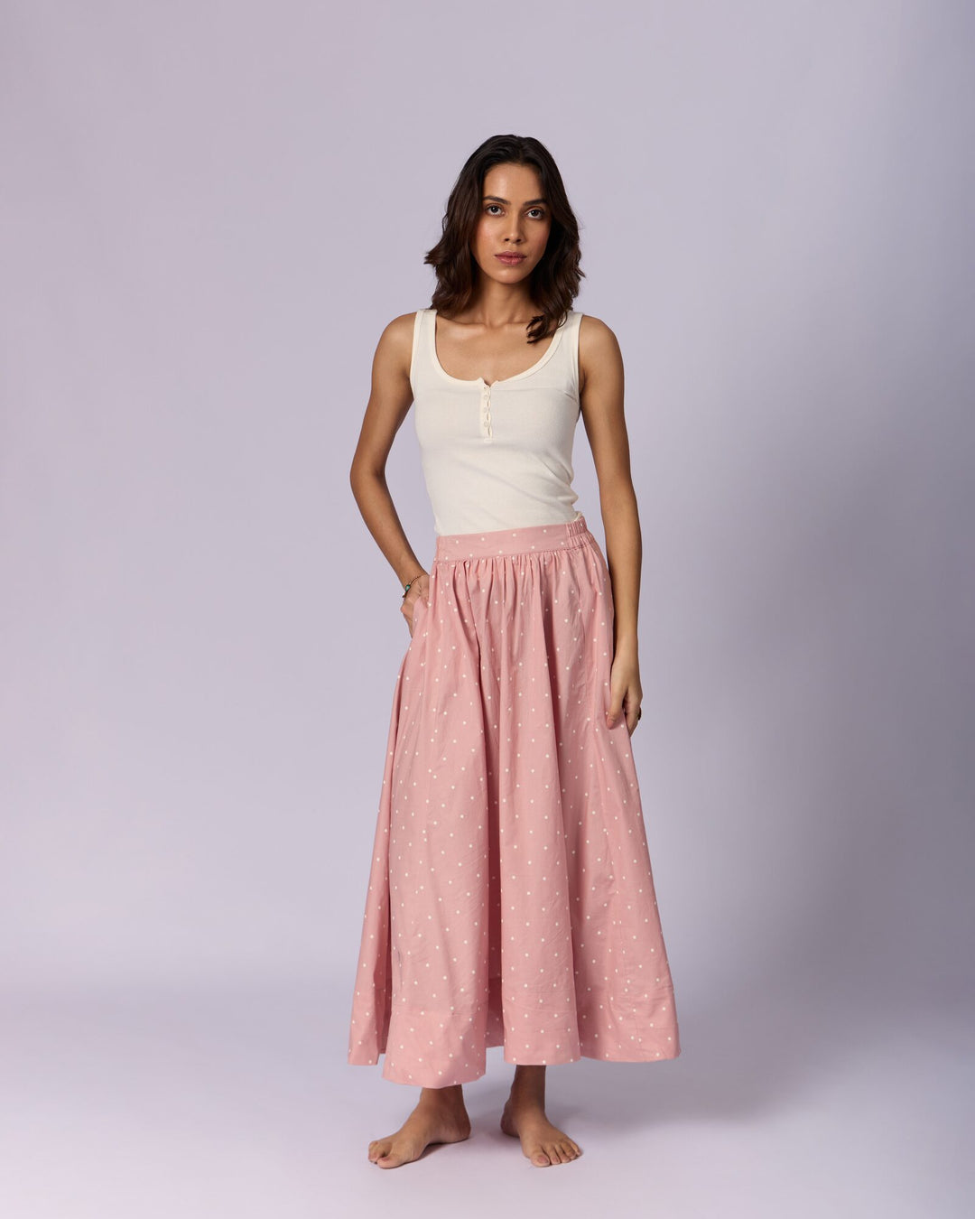 Women's Full Circle Cotton Skirt - Blush Pink by Modus & Mood