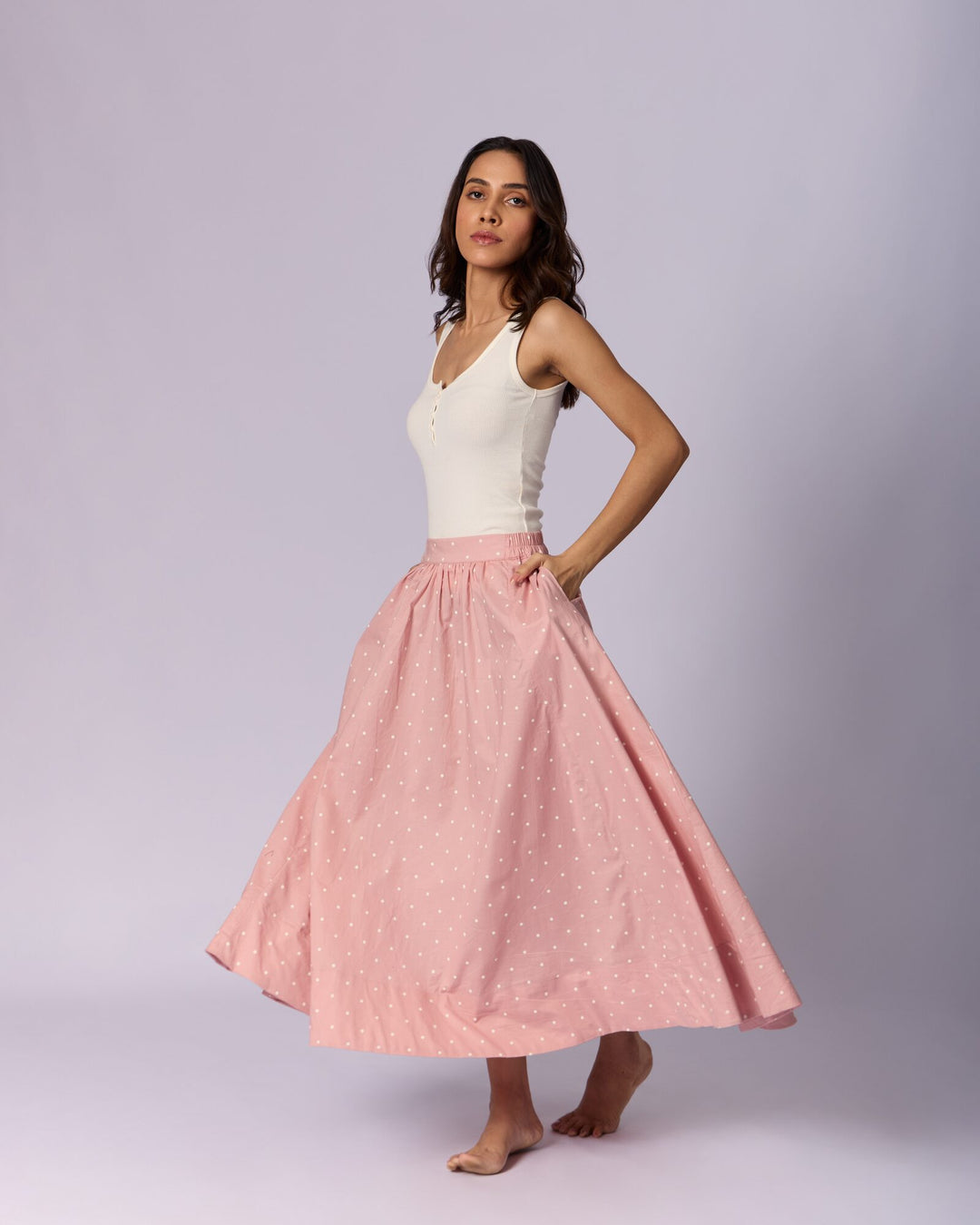 Women's Full Circle Cotton Skirt - Blush Pink - view 3 of 3