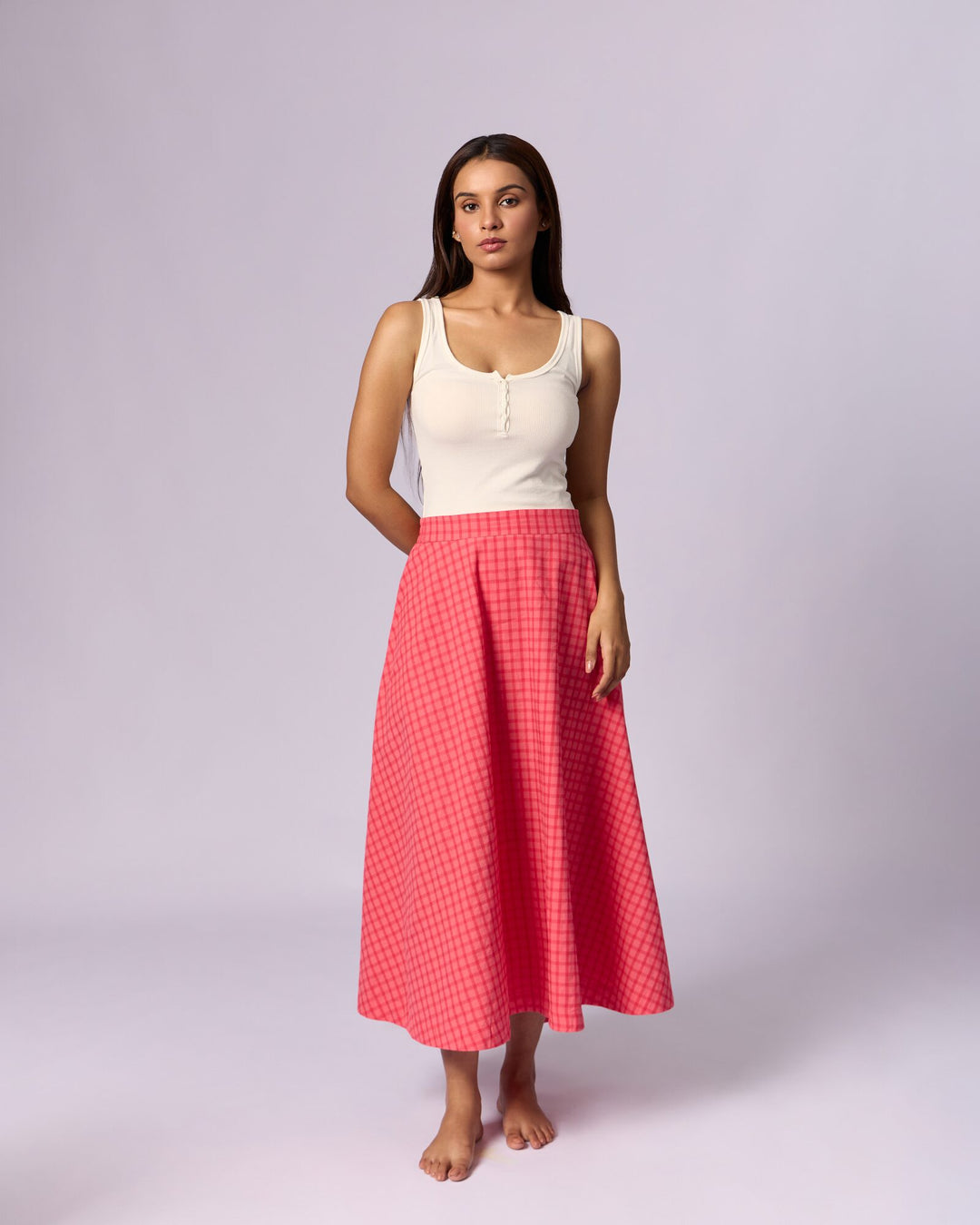Women's Full Circle Cotton Skirt - Watermelon Pink by Modus & Mood