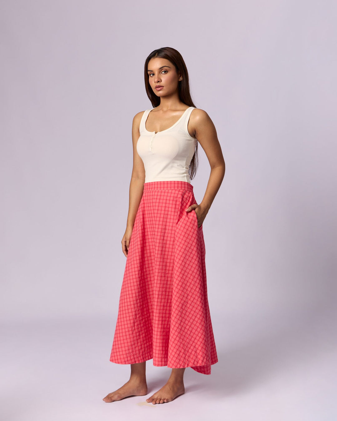 Women's Full Circle Cotton Skirt - Watermelon Pink - view 2 of 5