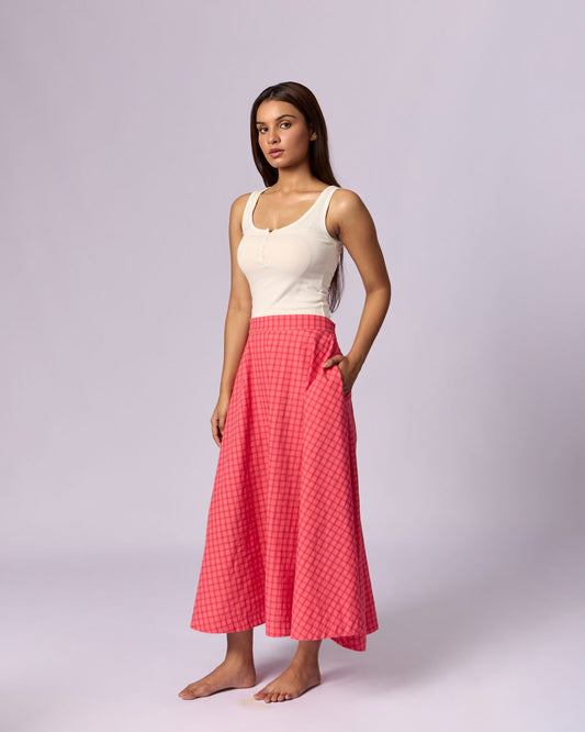 Women's Full Circle Cotton Skirt - Watermelon Pink - view 2 of 5