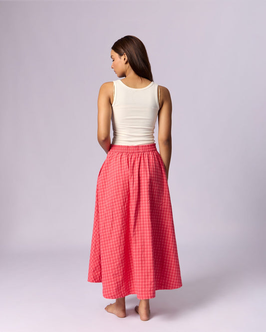 Women's Full Circle Cotton Skirt - Watermelon Pink - view 5 of 5