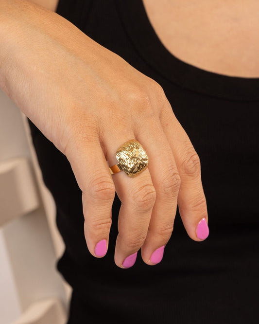 Hammered Anti-Tarnish Signet Ring by Modus & Mood