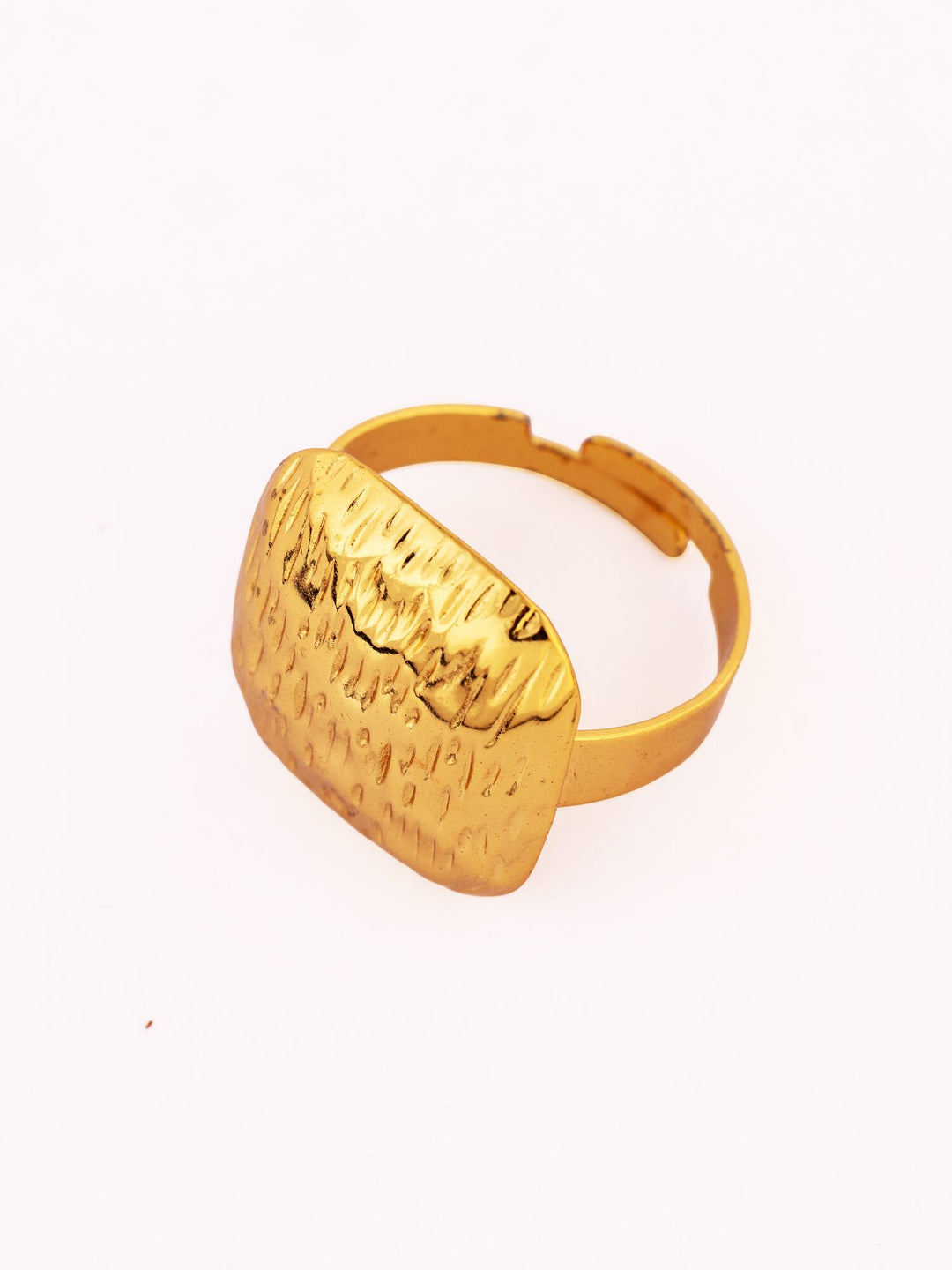 Hammered Anti-Tarnish Signet Ring - view 2 of 5