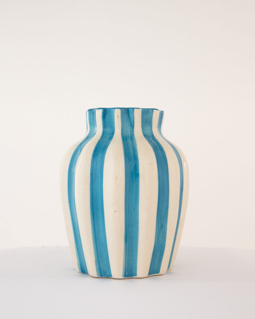 Leher Striped Hand-Painted Ceramic Vase - Cobalt by Modus & Mood