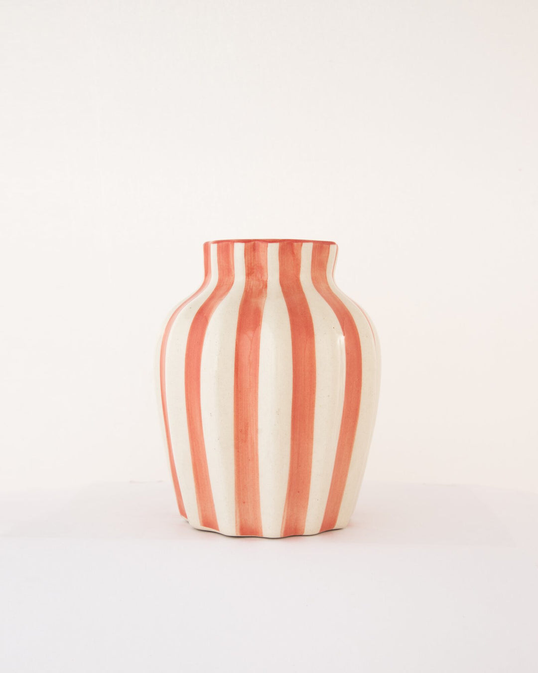 Leher Striped Hand-Painted Ceramic Vase - Coral by Modus & Mood