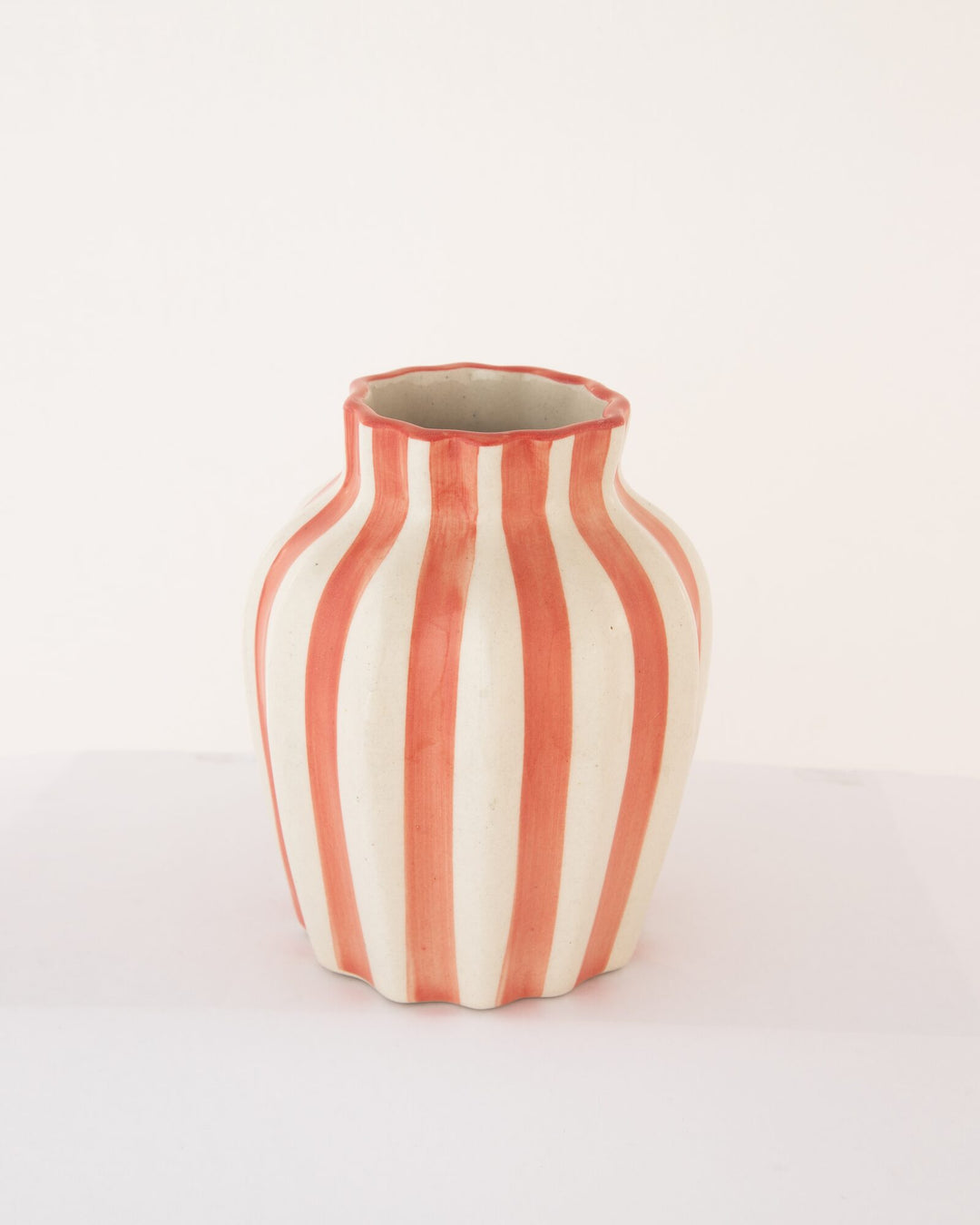 Leher Striped Hand-Painted Ceramic Vase - Coral - view 2 of 3