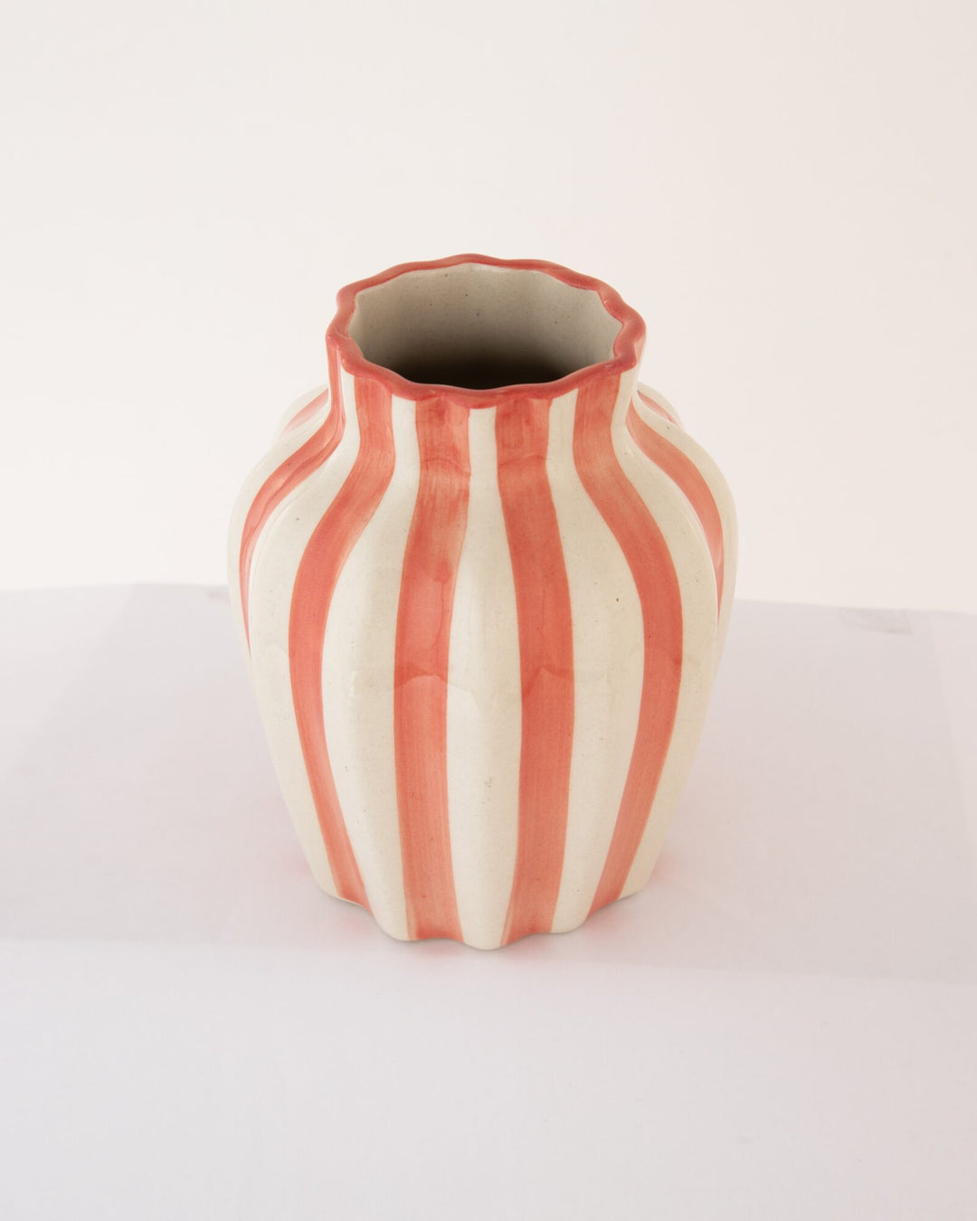 Leher Striped Hand-Painted Ceramic Vase - Coral - view 3 of 3