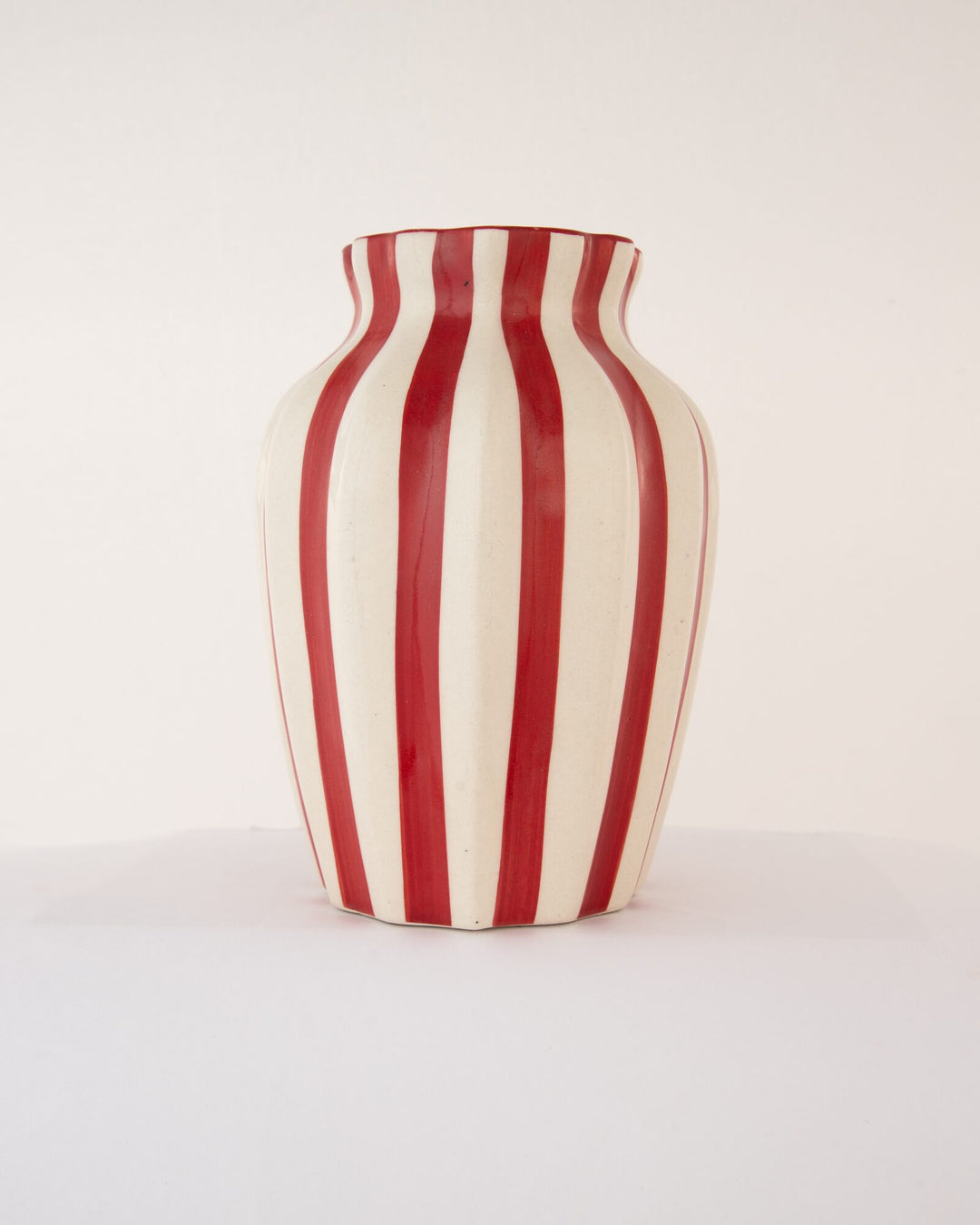Leher Striped Hand-Painted Ceramic Vase - Red by Modus & Mood